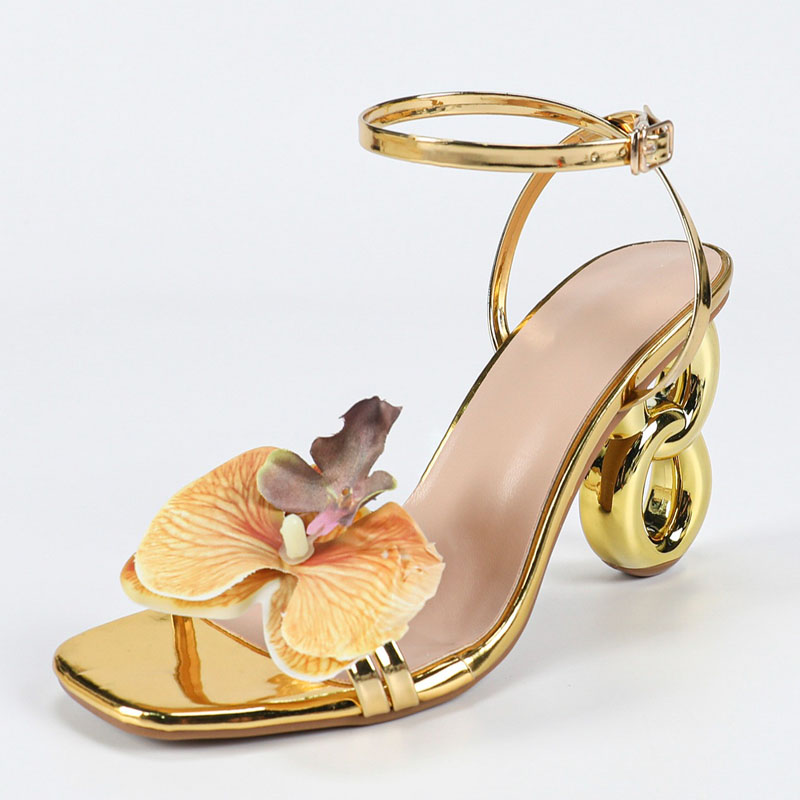 Women'S Shoes Quality - Aneikeh doré bout ouvert boucle sangle