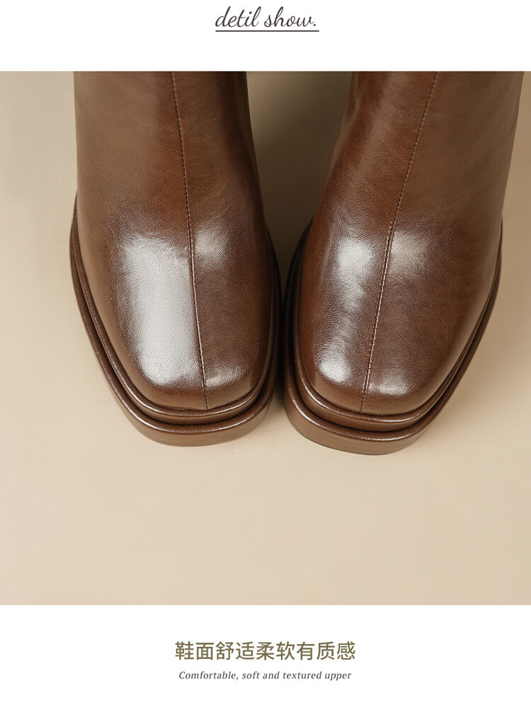 Bottines montantes en cuir sou - Knee High Boots Women avis et prix